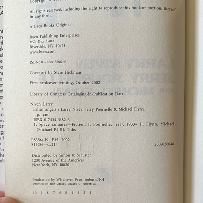 Sci-Fi Hardback: Larry Niven, Jerry Pournelle and Michael Flynn - Fallen Angels SIGNED FIRST EDITION