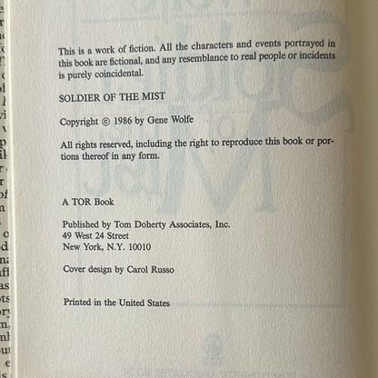 Vintage Fantasy Hardback: Gene Wolfe - Soldier of the Mist BCE