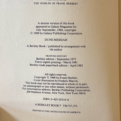 Vintage Sci-Fi Paperback: Frank Herbert - Dune Messiah