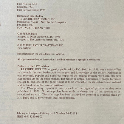 Vintage Non-Fiction Hardback: F O Baird - Leather Secrets