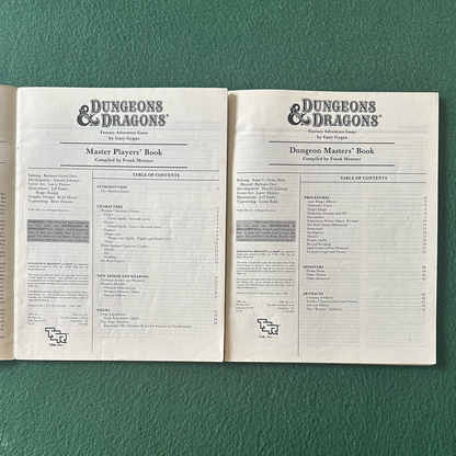 Vintage Dungeons & Dragons Accessory: Master Players' and DM's Books FIRST PRINTS NO BOX