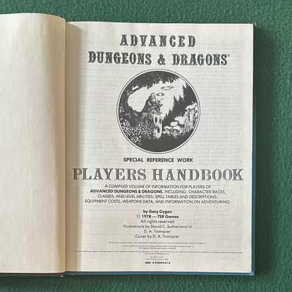 Vintage Advanced Dungeons & Dragons Handbook: Players Handbook SIXTH PRINTING
