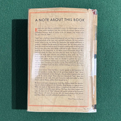 Vintage Non-Fiction Hardback: The Complete Short Stories of Saki (H H Munro) 1939