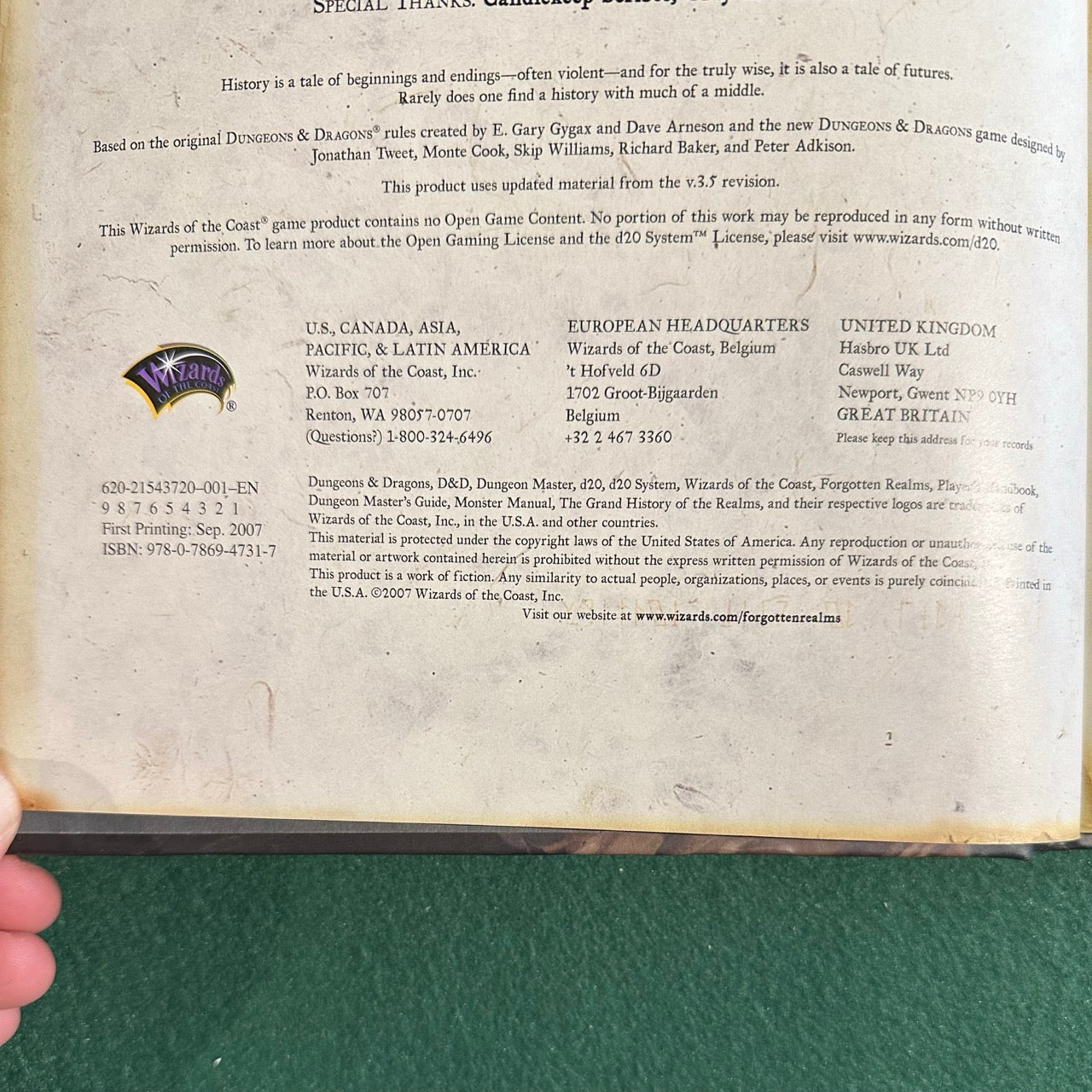 Dungeons & Dragons Accessory: Brian R James and Ed Greenwood - The Grand History of the Realms FIRST PRINTING