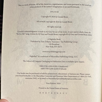 Horror Hardback: Gerald Brom - Evil in Me SIGNED FIRST EDITION