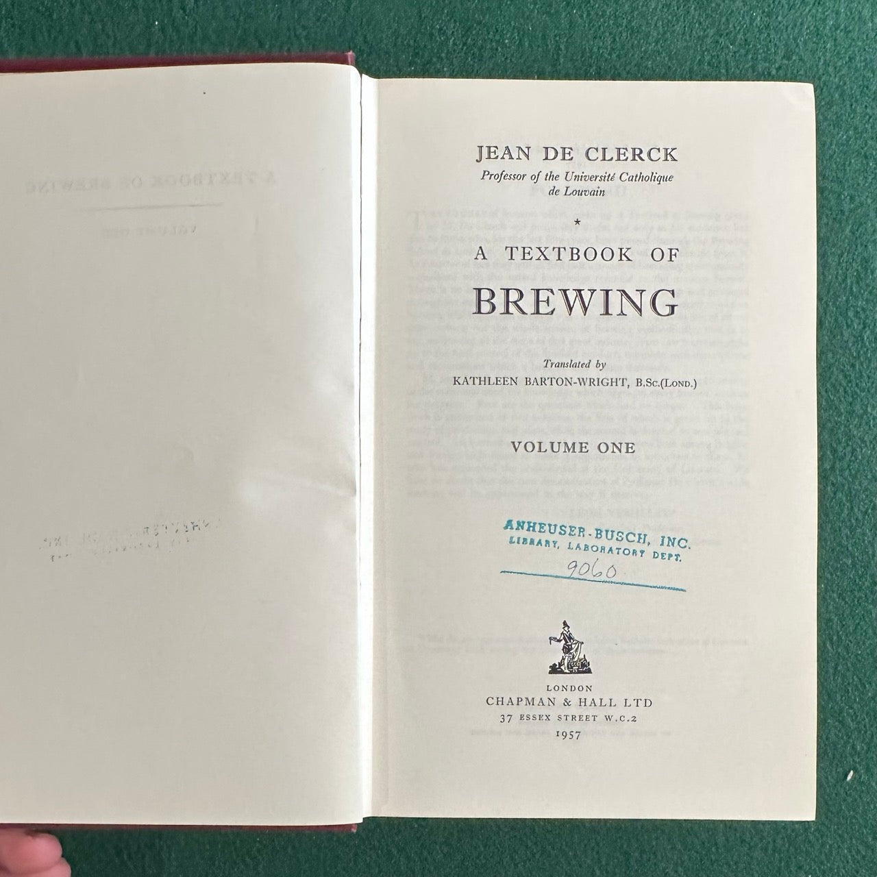 Vintage Non-Fiction Hardbacks: Jean de Clerck - The Textbook of Brewing Vol I & II FIRST EDITION
