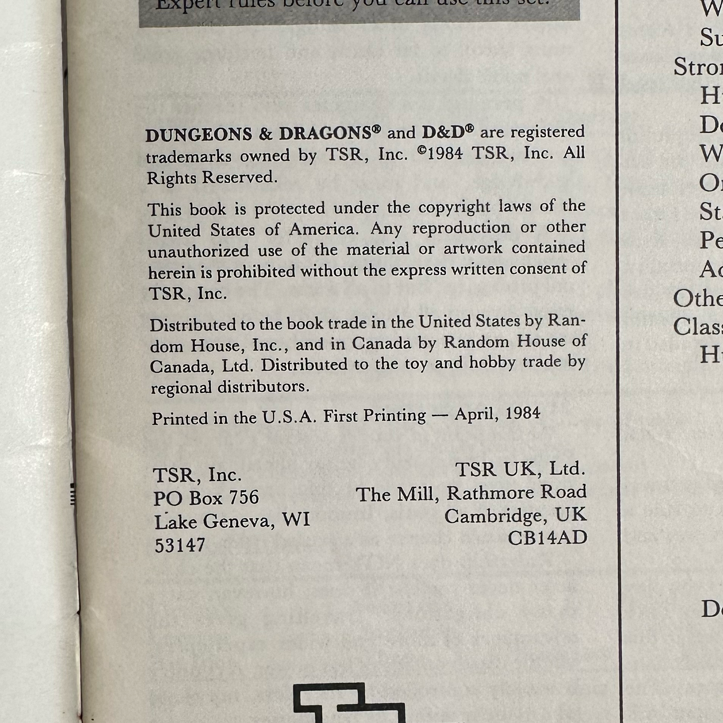 Vintage Dungeons & Dragons Accessory: Set 3: Companion Rules FIRST PRINT COMPLETE