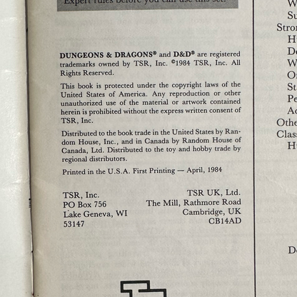 Vintage Dungeons & Dragons Accessory: Set 3: Companion Rules FIRST PRINT COMPLETE