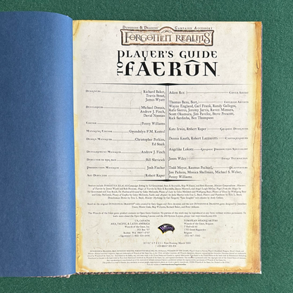 Vintage Dungeons & Dragons 3.5e Accessory: Forgotten Realms - Players Guide to Fearun FIRST PRINTING