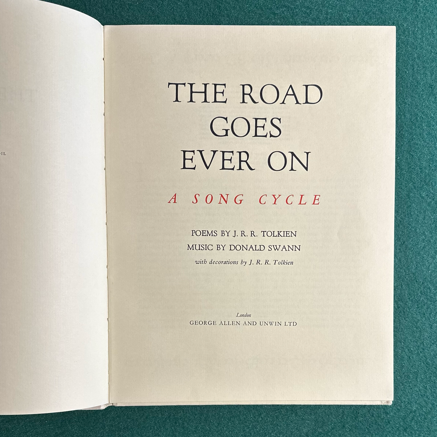 Vintage Fantasy Hardback: JRR Tolkien and Donald Swann - The Road Goes Ever On THIRD PRINTING
