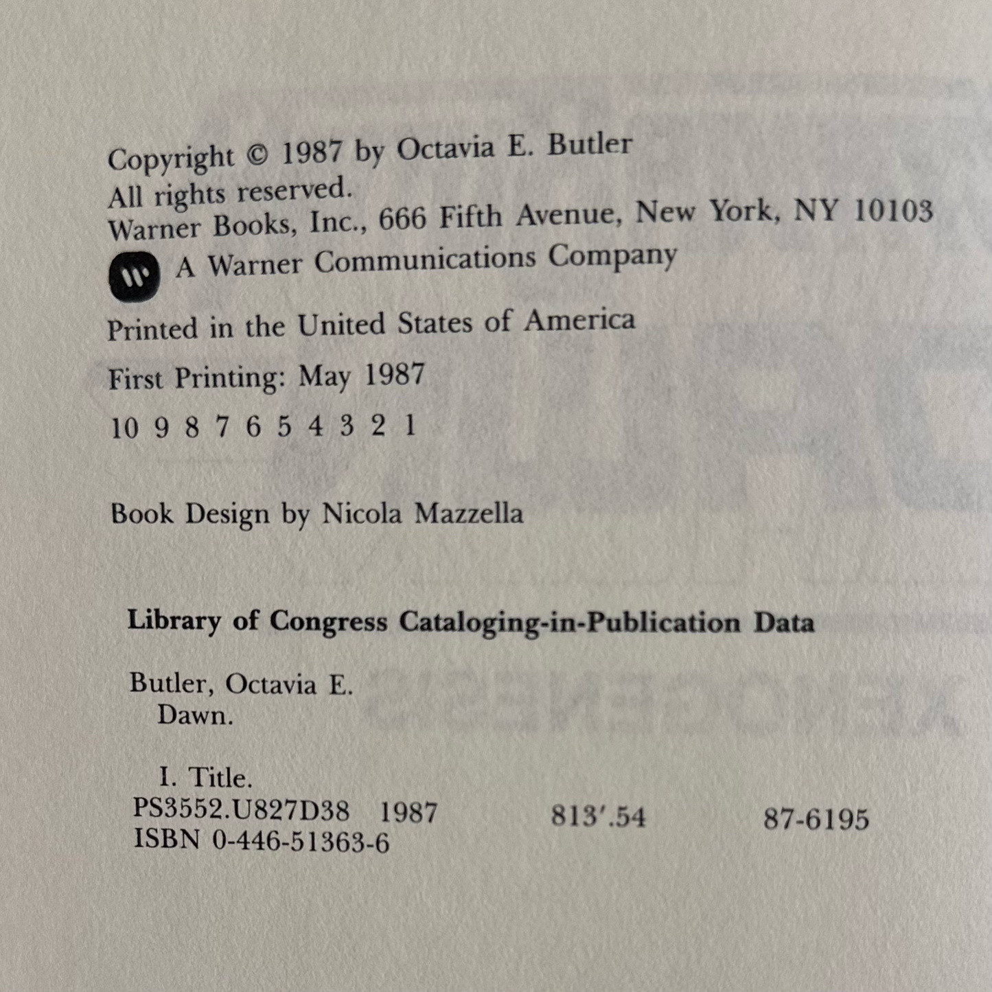 Vintage Sci-Fi Hardback: Octavia Butler - Dawn FIRST EDITION