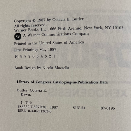Vintage Sci-Fi Hardback: Octavia Butler - Dawn FIRST EDITION