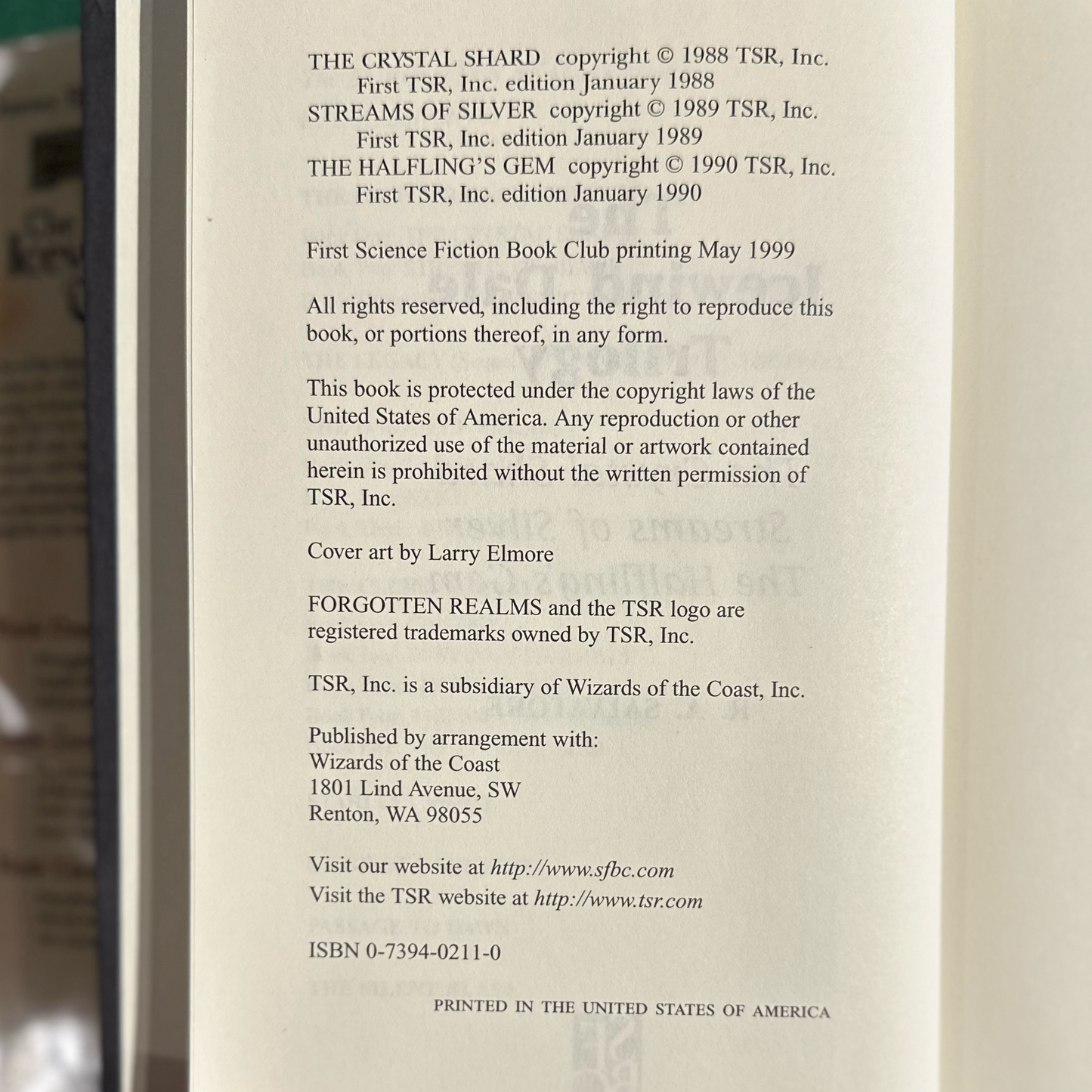 Vintage Fantasy Hardback: RA Salvatore - The Icewind Dale Trilogy SIGNED FIRST SFBC EDITION