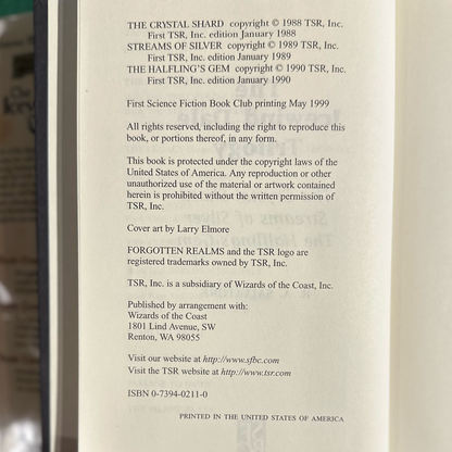 Vintage Fantasy Hardback: RA Salvatore - The Icewind Dale Trilogy SIGNED FIRST SFBC EDITION