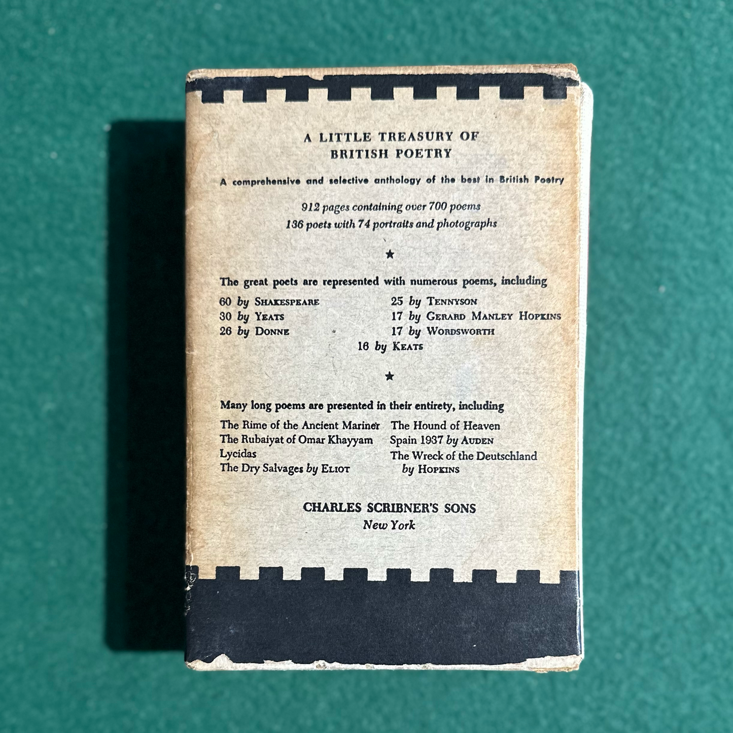 Vintage Poetry Hardback: A Little Treasury of British Poetry, Edited by Oscar Williams FIRST EDITION