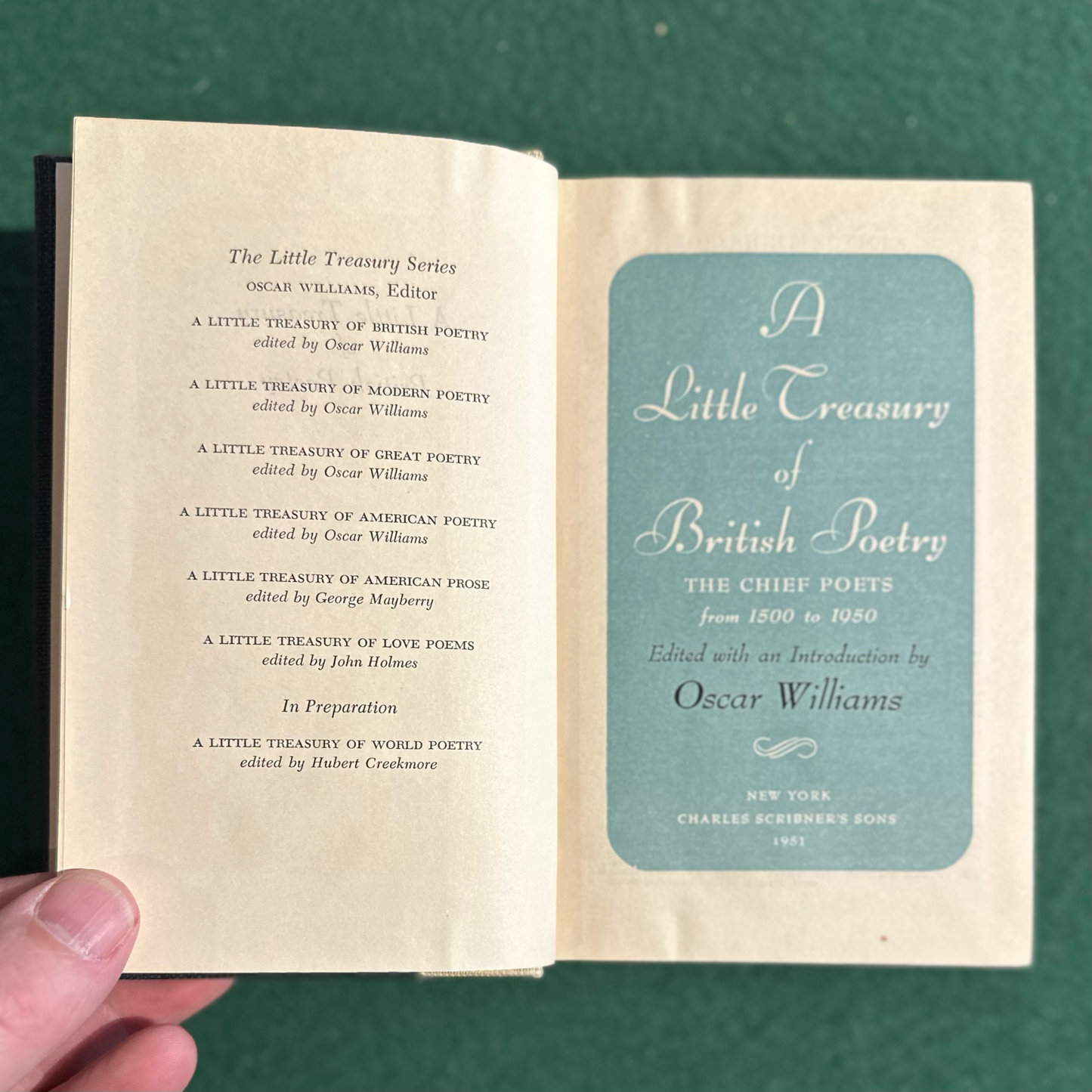 Vintage Poetry Hardback: A Little Treasury of British Poetry, Edited by Oscar Williams FIRST EDITION