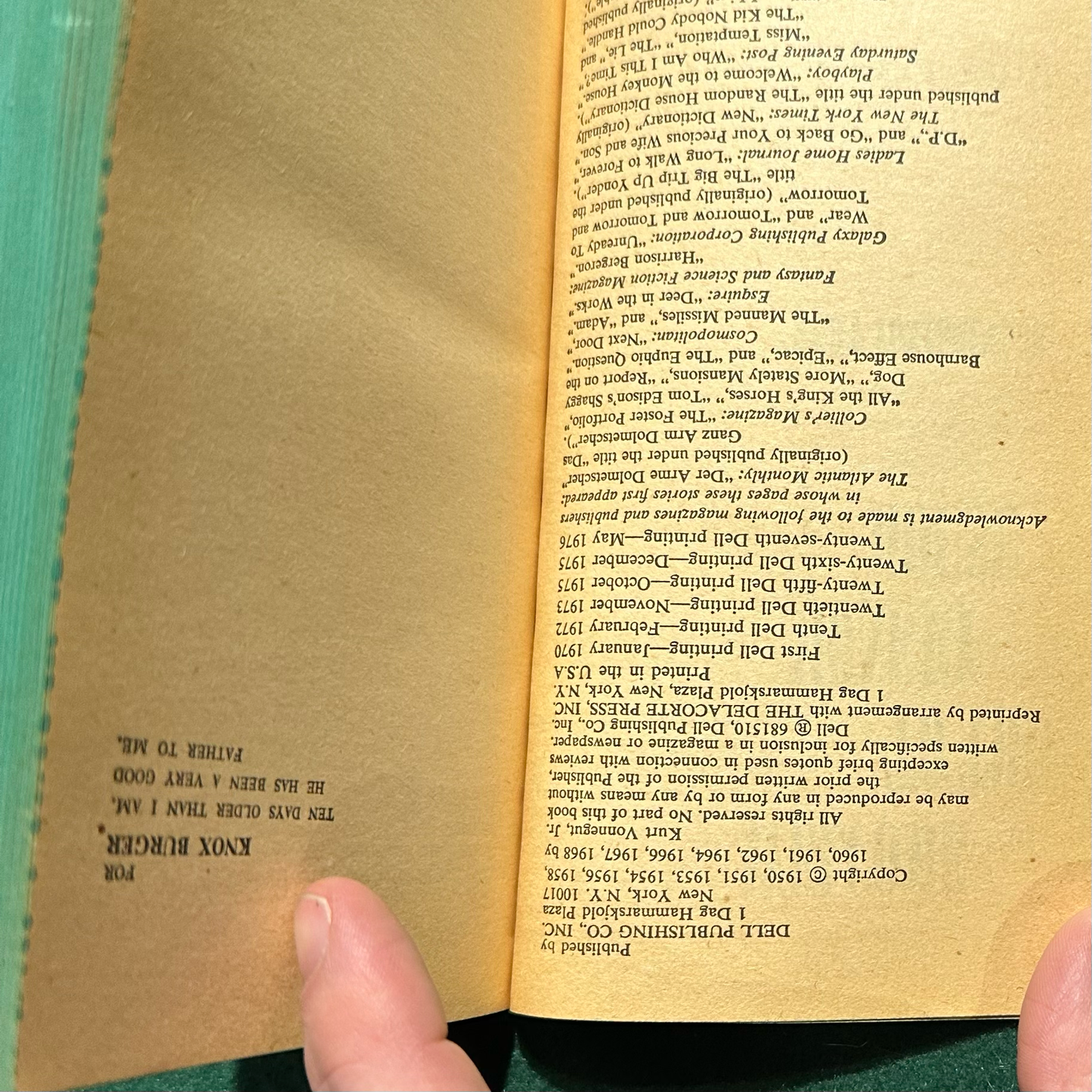 Vintage Fiction Paperback: Kurt Vonnegut - Welcome to the Monkey House