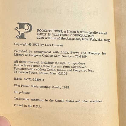 Vintage Horror Paperback: Lois Duncan - I Know What You Did Last Summer FOURTH PRINTING