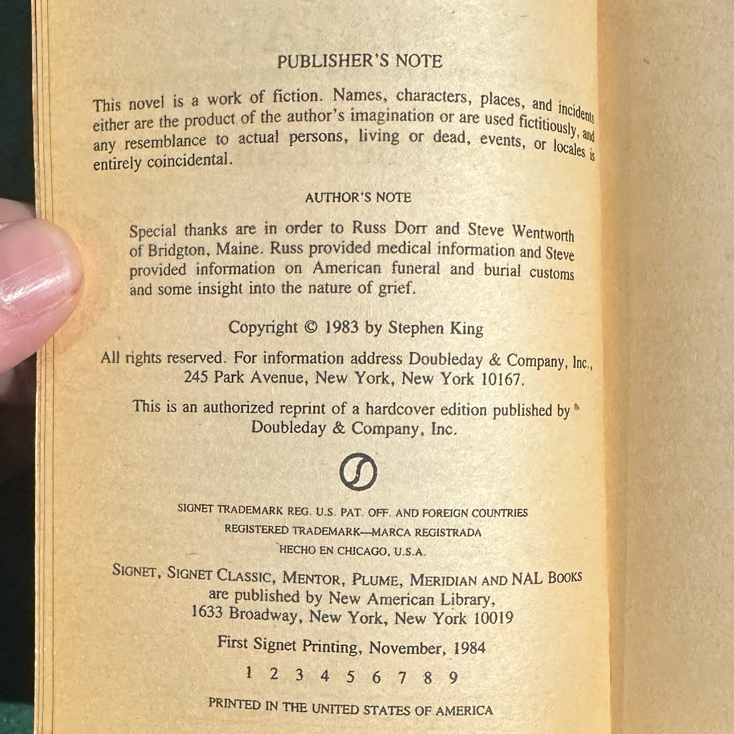 Vintage Horror Paperback: Stephen King - Pet Sematary FIRST PRINTING