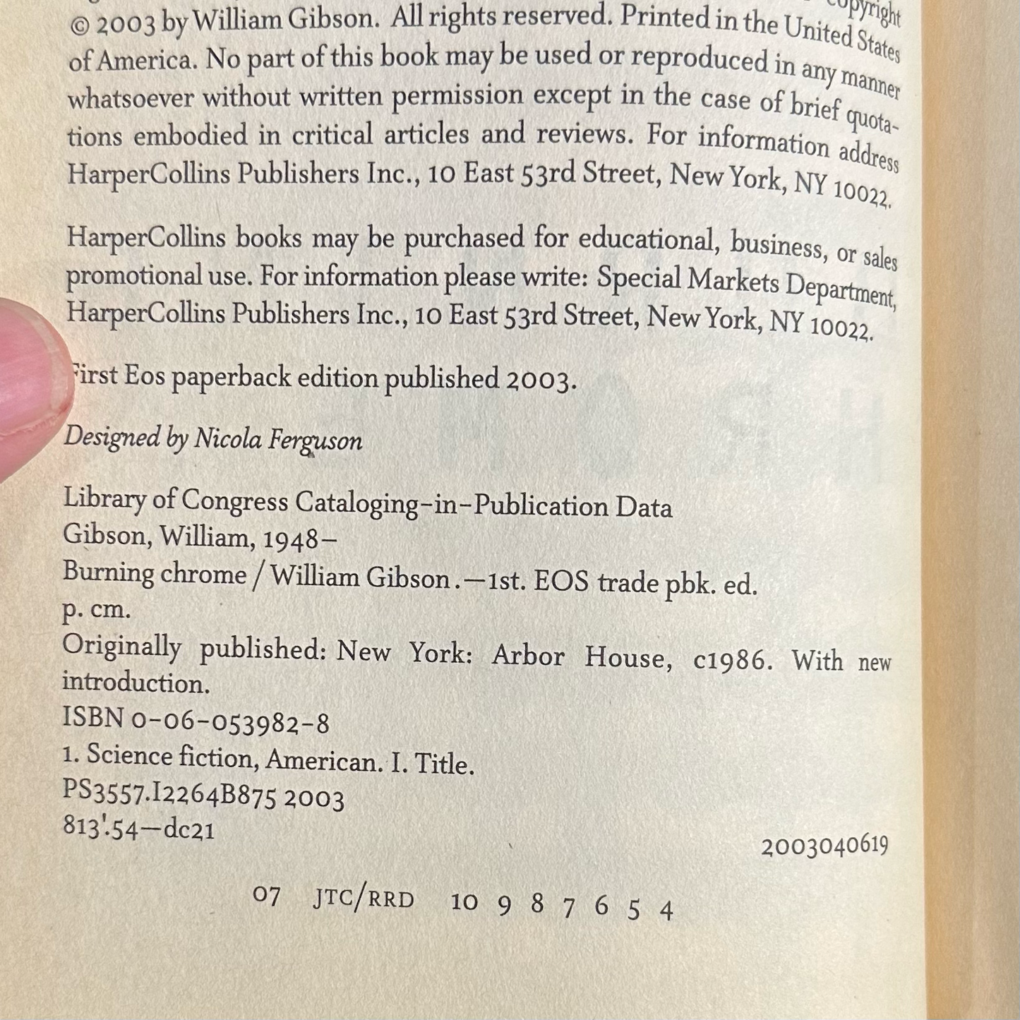 Vintage Sci-Fi Paperback: William Gibson - Burning Chrome SIGNED