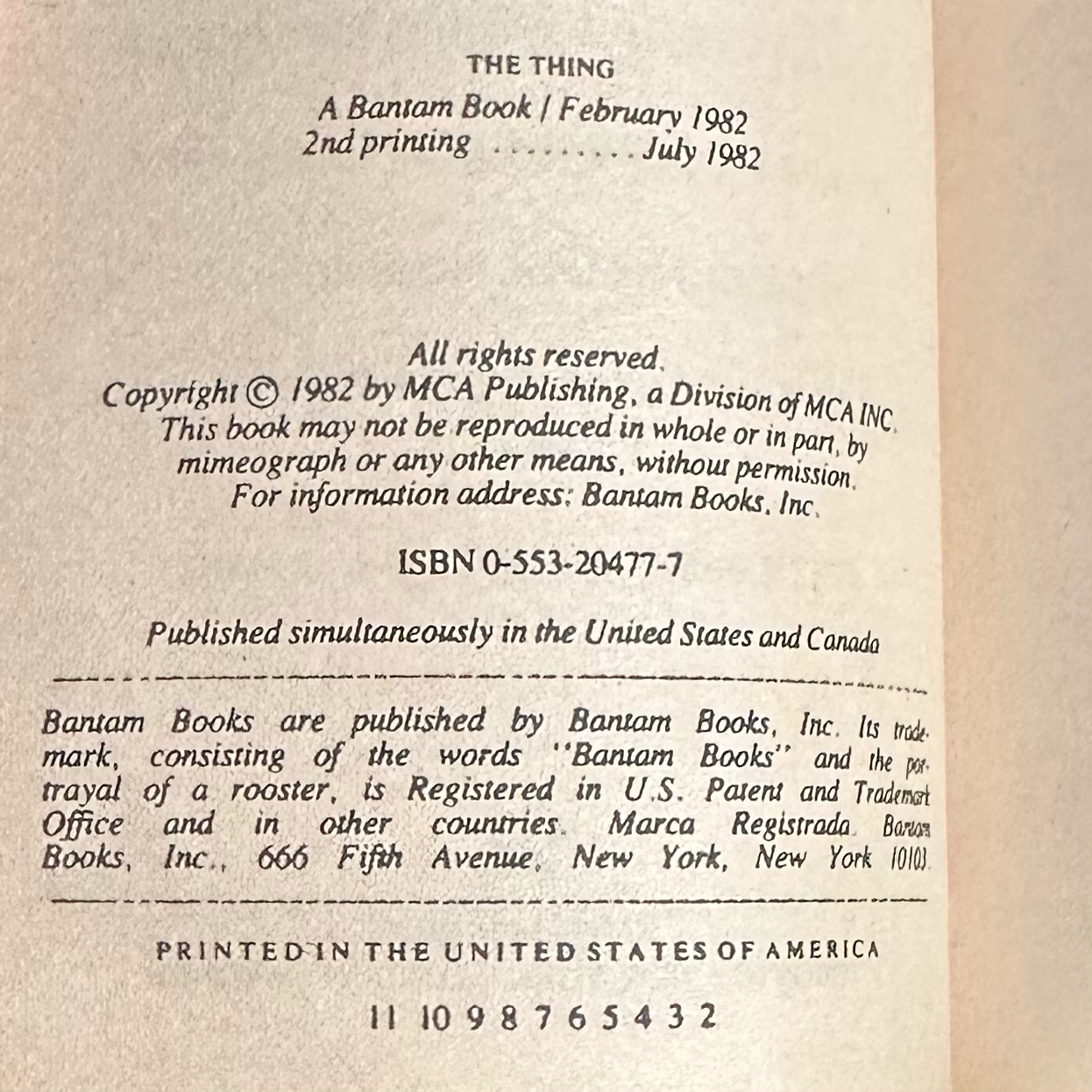 Vintage Sci-Fi Paperback: Alan Dean Foster - The Thing SECOND PRINTING