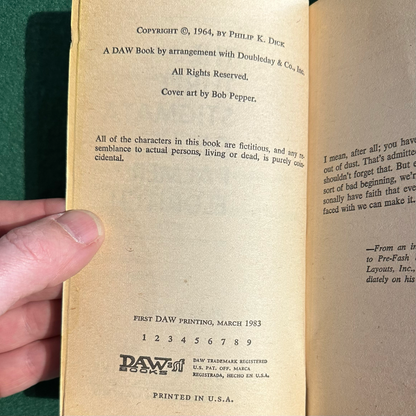 Vintage Sci-Fi Paperback: Philip K Dick - The Three Stigmata of Palmer Eldritch FIRST PRINTING