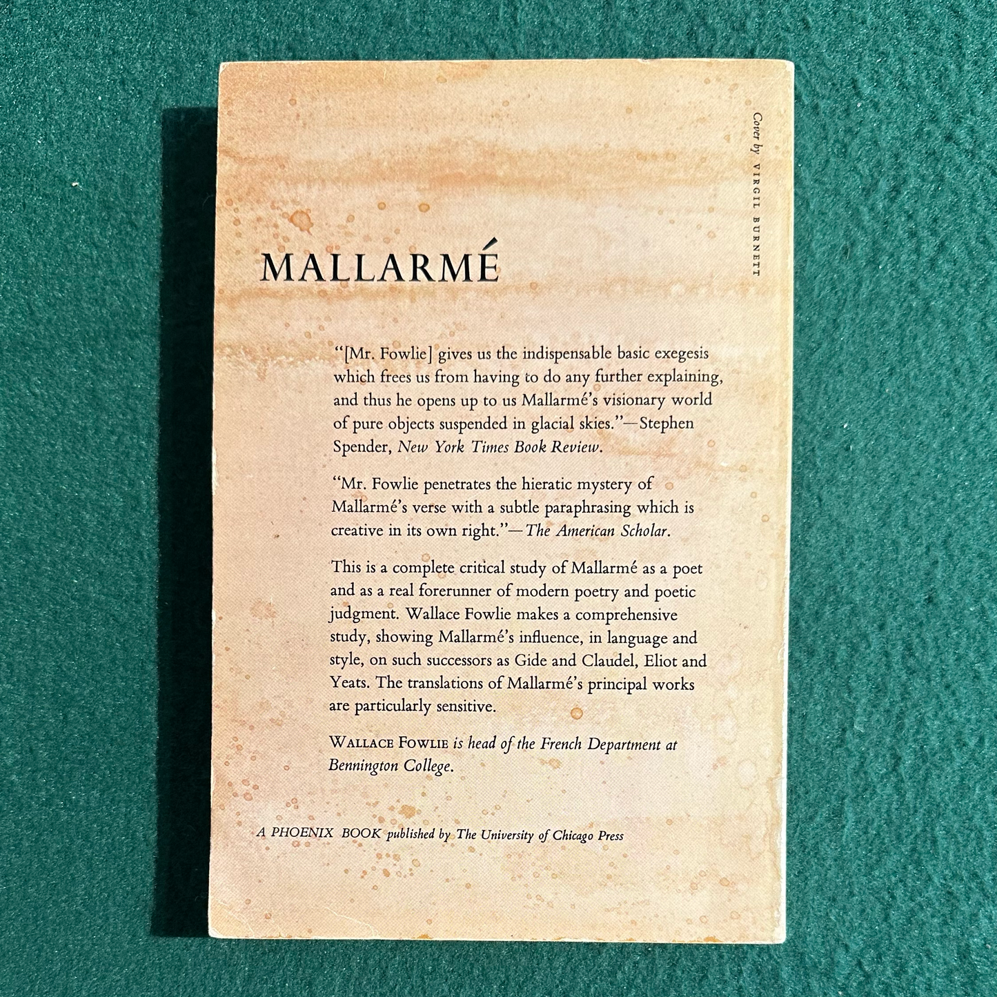 Vintage Non-Fiction Paperback: Wallace Fowlie - Mallarme THIRD PRINT