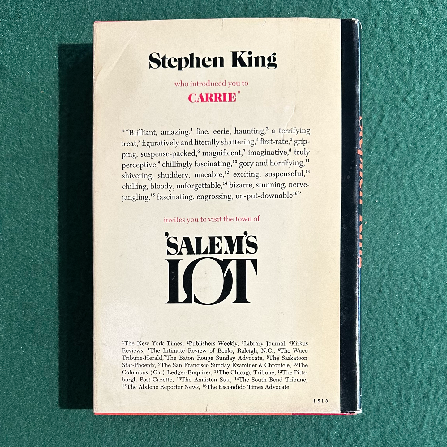 Vintage Horror Hardback: Stephen King - 'Salem's Lot BCE