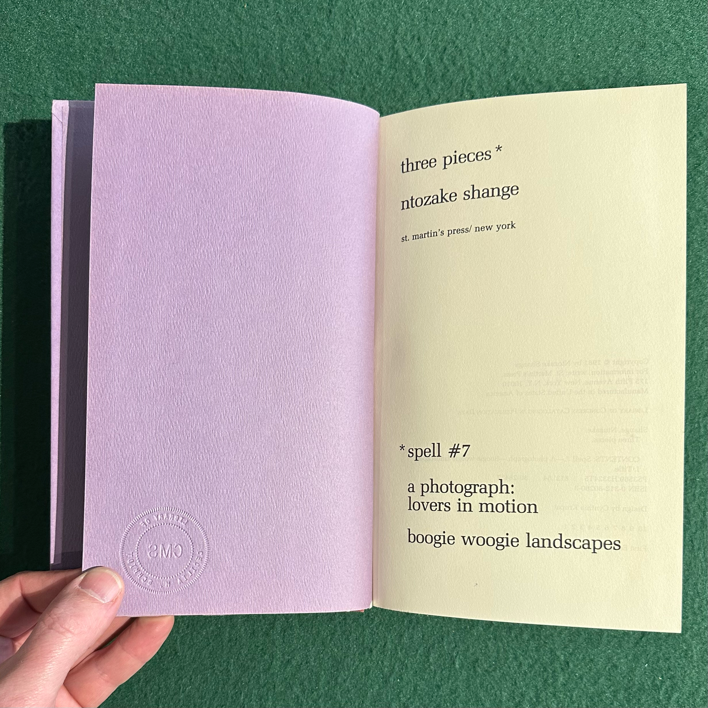 Vintage Poetry Hardback: Ntozake Shange - Three Pieces FIRST EDITION