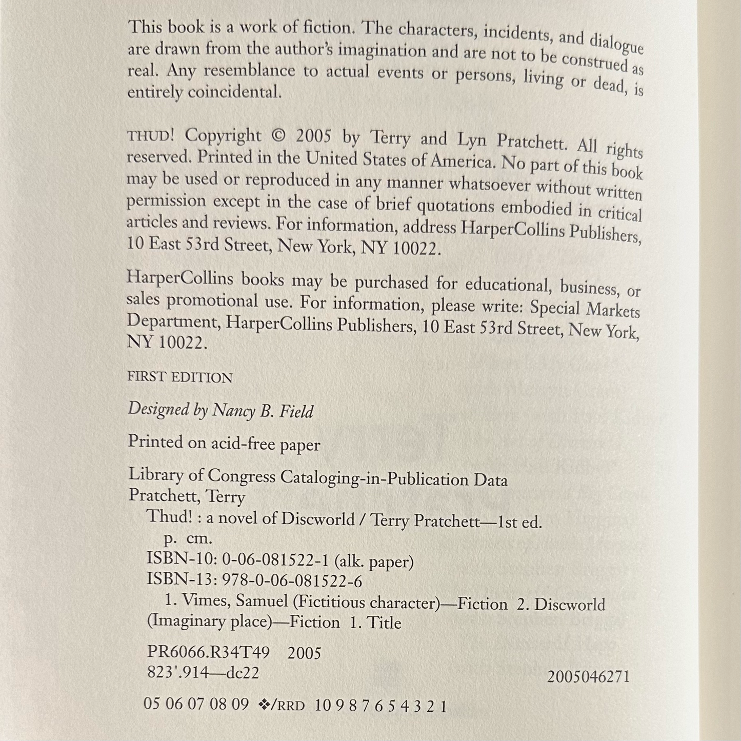 Fantasy Hardback: Terry Pratchett - Thud! SIGNED FIRST EDITION