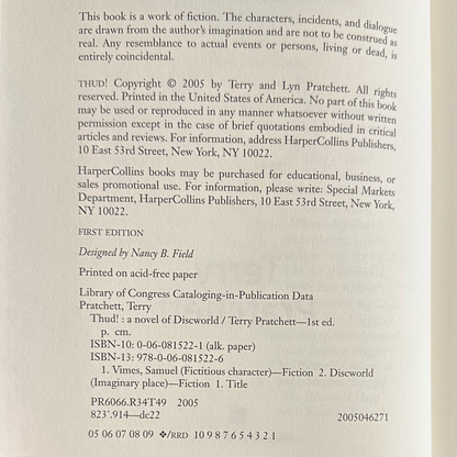 Fantasy Hardback: Terry Pratchett - Thud! SIGNED FIRST EDITION