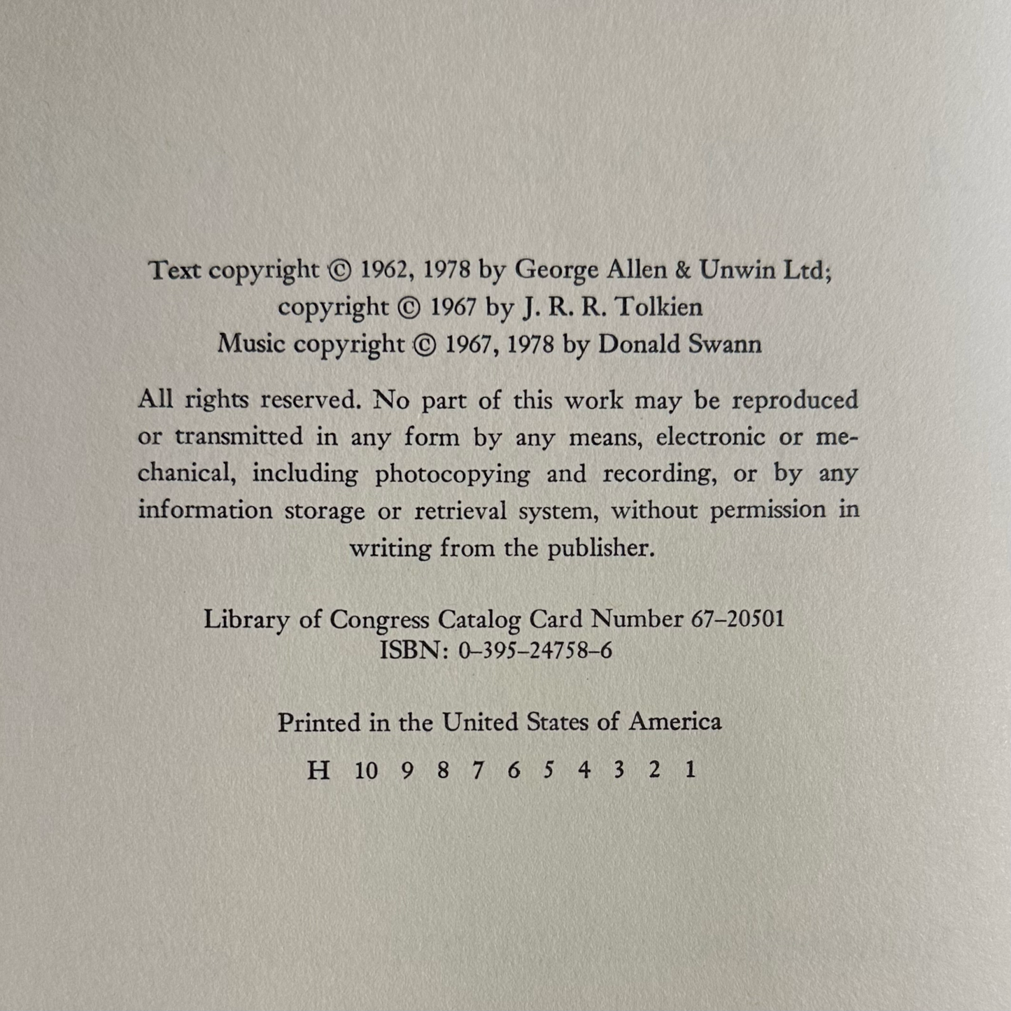 Vintage Fantasy Hardback: JRR Tolkien and Donald Swann - The Road Goes Ever On SECOND EDITION/FIRST PRINT