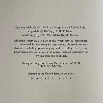 Vintage Fantasy Hardback: JRR Tolkien and Donald Swann - The Road Goes Ever On SECOND EDITION/FIRST PRINT