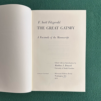 Vintage Fiction Hardback: F Scott Fitzgerald - The Great Gatsby, A Facsimile of the Manuscript NUMBERED EDITION