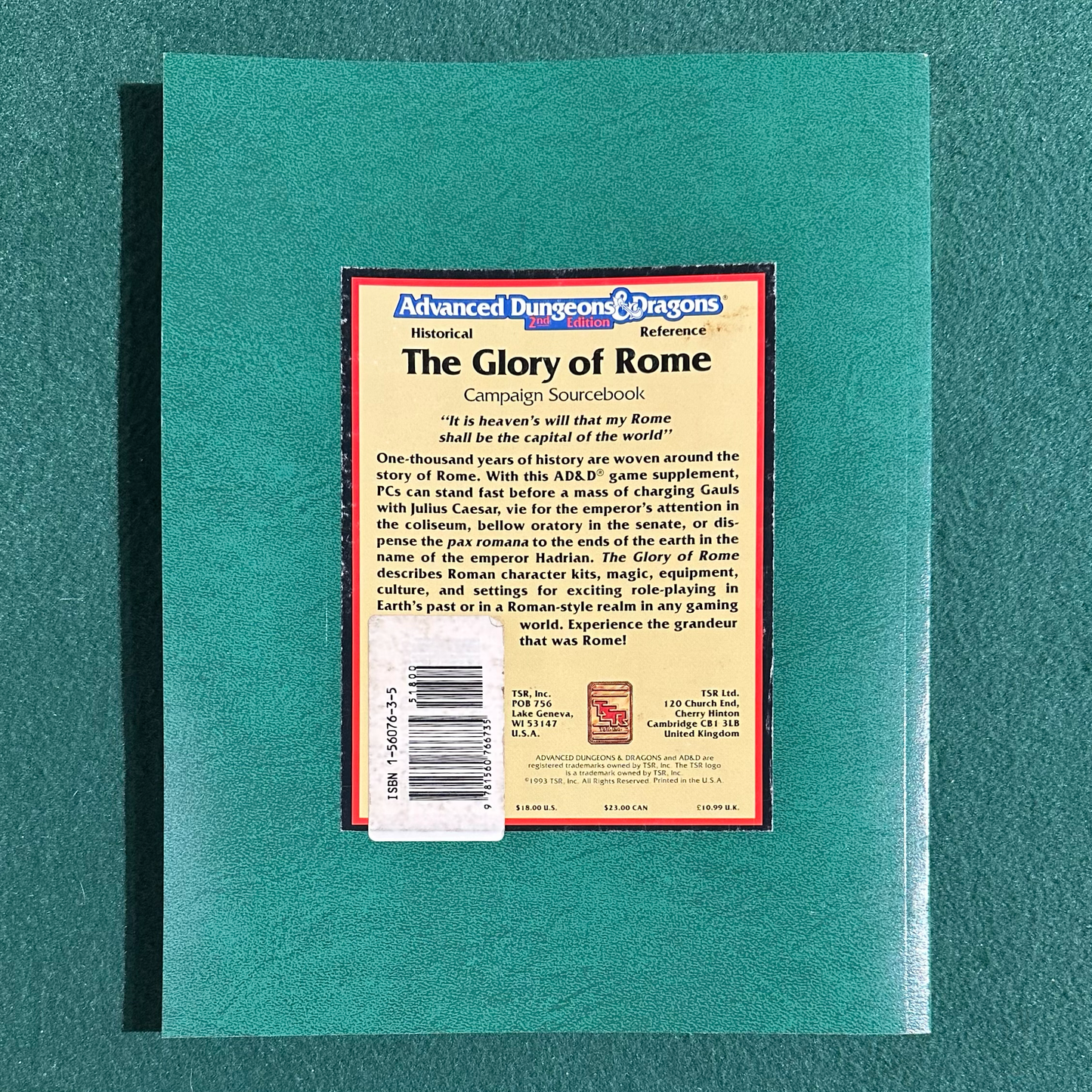 Vintage Dungeons & Dragons 2e Supplement: The Glory of Rome w/Map