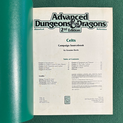 Vintage Dungeons & Dragons 2e Supplement: The Celts w/Map