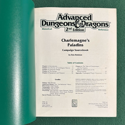 Vintage Dungeons & Dragons 2e Supplement: Charlemagne's Paladins w/Map