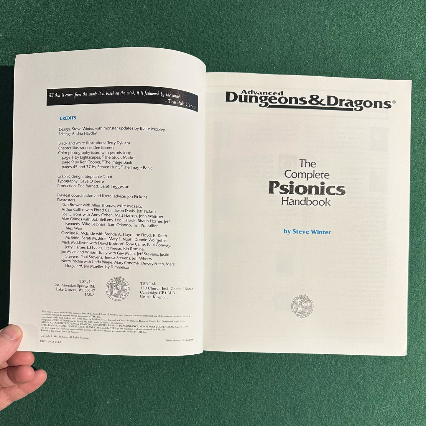 Vintage Advanced Dungeons & Dragons Supplement: The World Complete Psionics Handbook