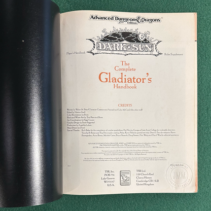 Vintage Advanced Dungeons & Dragons 2e Supplement: The Complete Gladiators Handbook