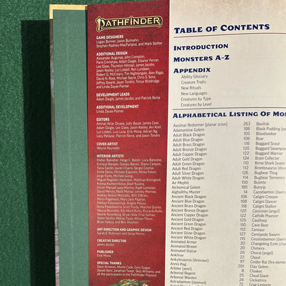 TTRPG Accessory Hardback: Pathfinder 2nd Edition Bestiary