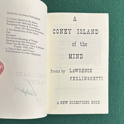 Vintage Poetry Paperback: Lawrence Ferlinghetti - A Coney Island of the Mind SIGNED