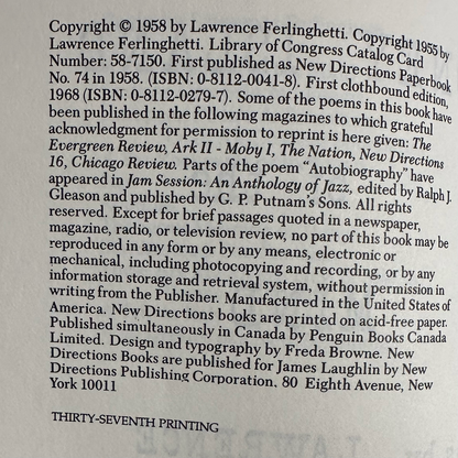 Vintage Poetry Paperback: Lawrence Ferlinghetti - A Coney Island of the Mind SIGNED