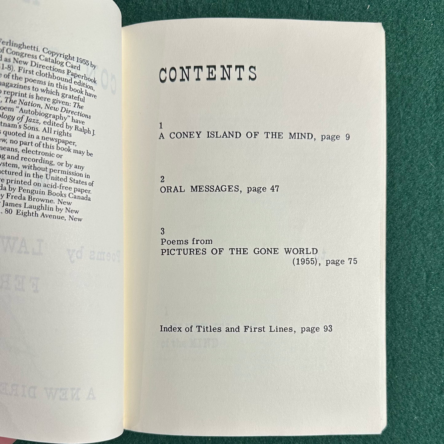 Vintage Poetry Paperback: Lawrence Ferlinghetti - A Coney Island of the Mind SIGNED