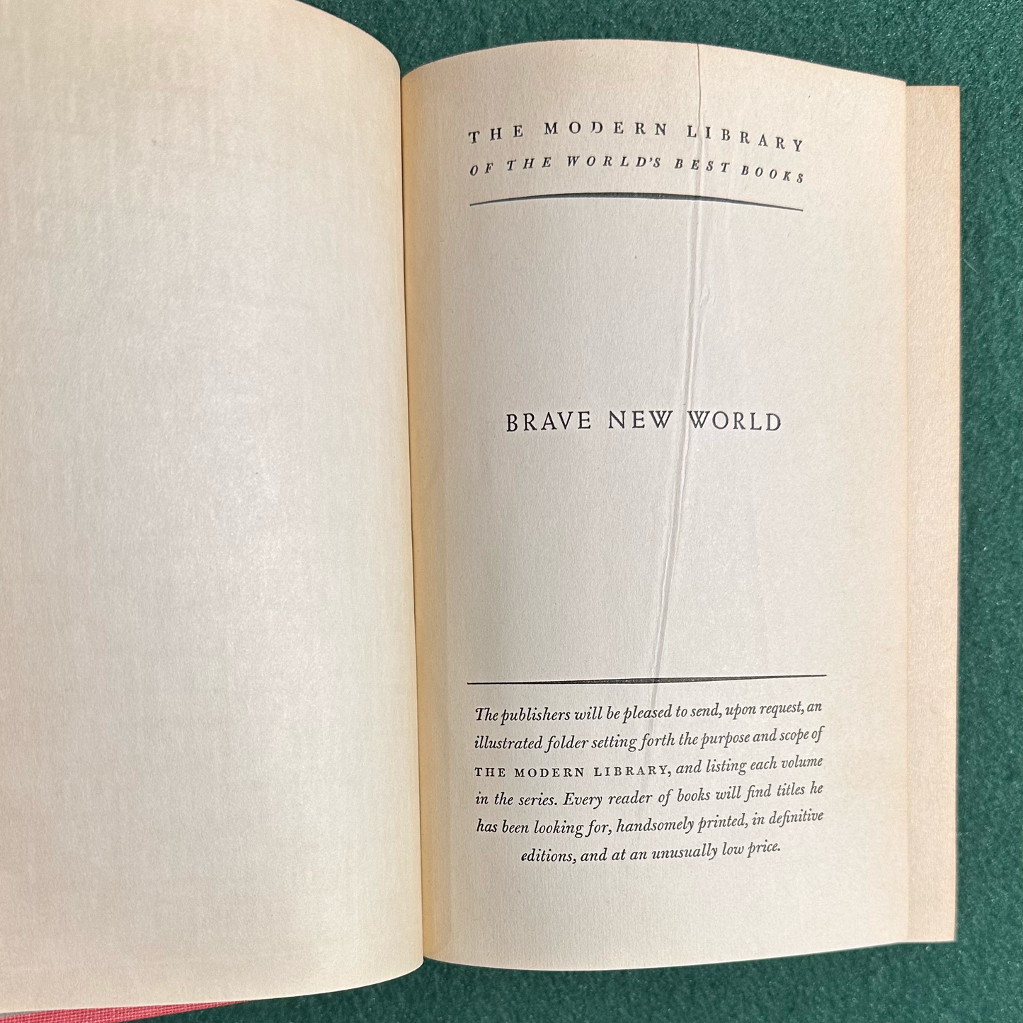 Vintage Fiction Hardback: Aldous Huxley - Brave New World MODERN LIBRARY 1946