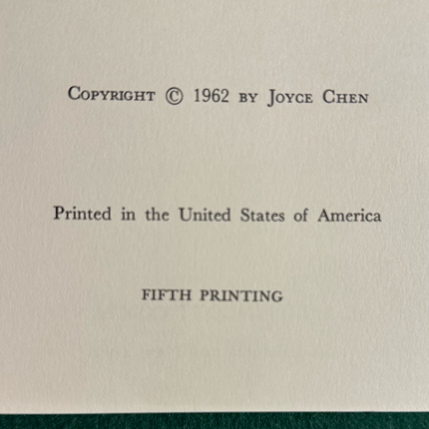 Vintage Cookbook Hardback: Joyce Chen Cook Book FIFTH PRINTING