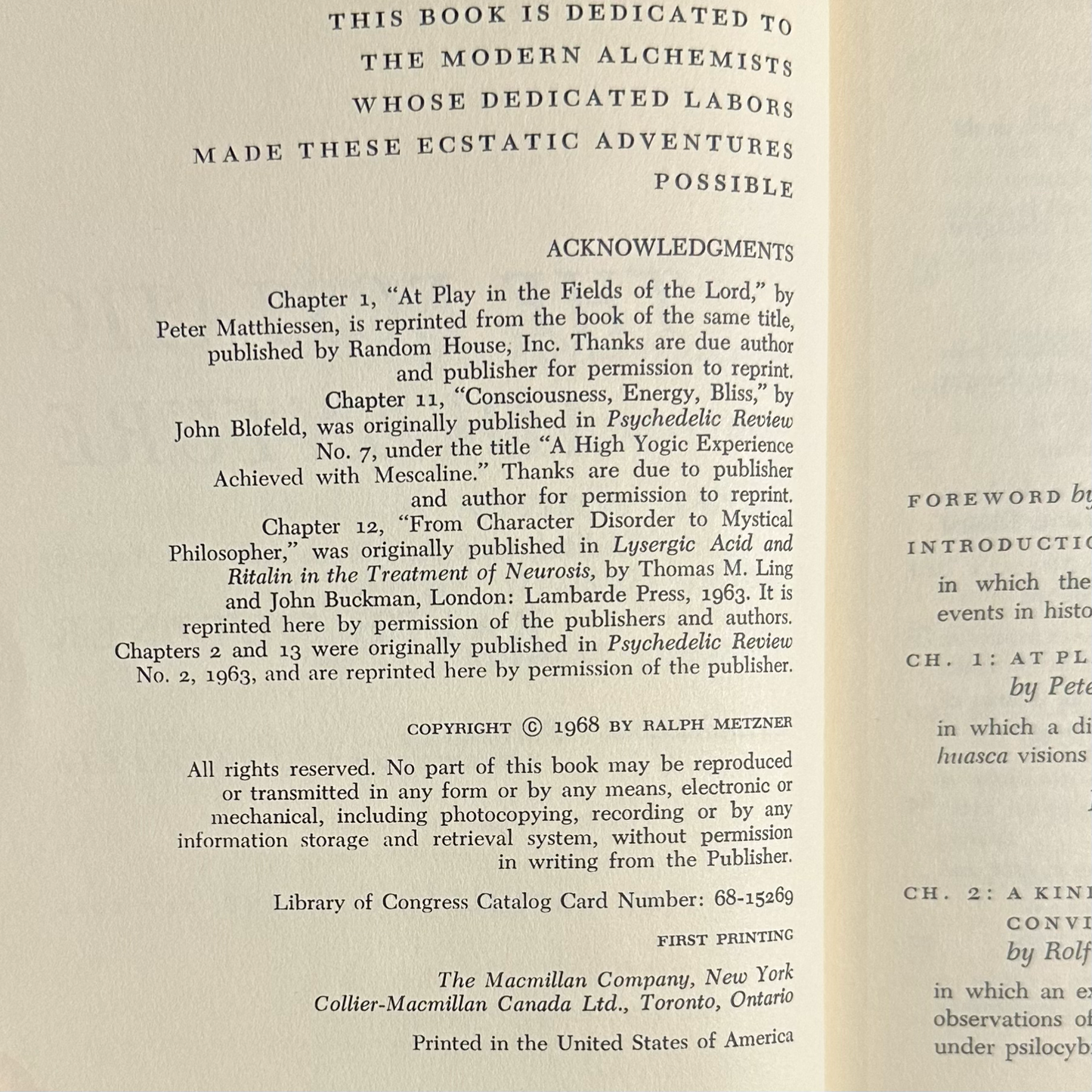Vintage Non-Fiction Hardback: The Ecstatic Adventure, Edited by Ralph Metzner FIRST EDITION
