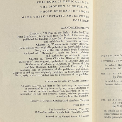 Vintage Non-Fiction Hardback: The Ecstatic Adventure, Edited by Ralph Metzner FIRST EDITION