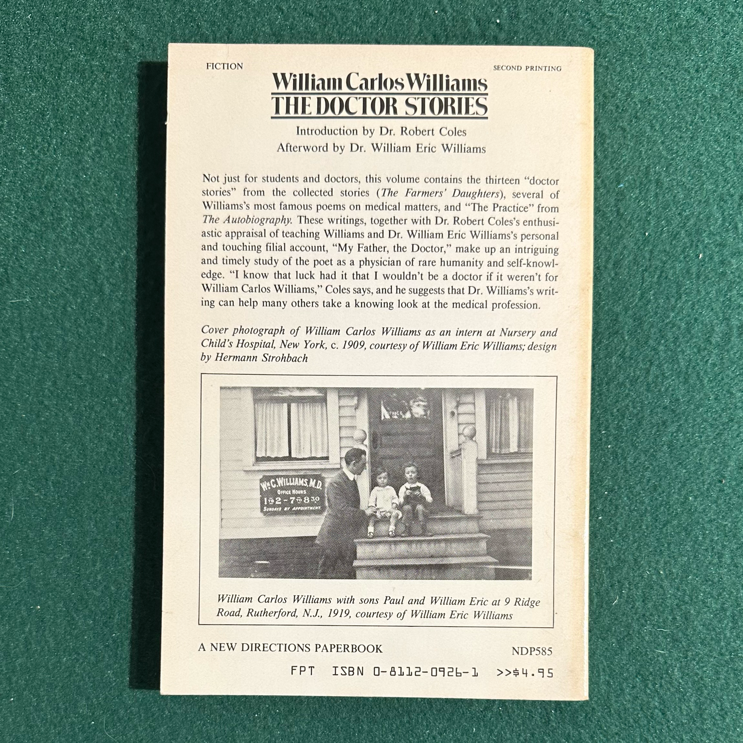 Vintage Fiction Paperback: William Carlos Williams - The Doctor Stories SECOND PRINTING