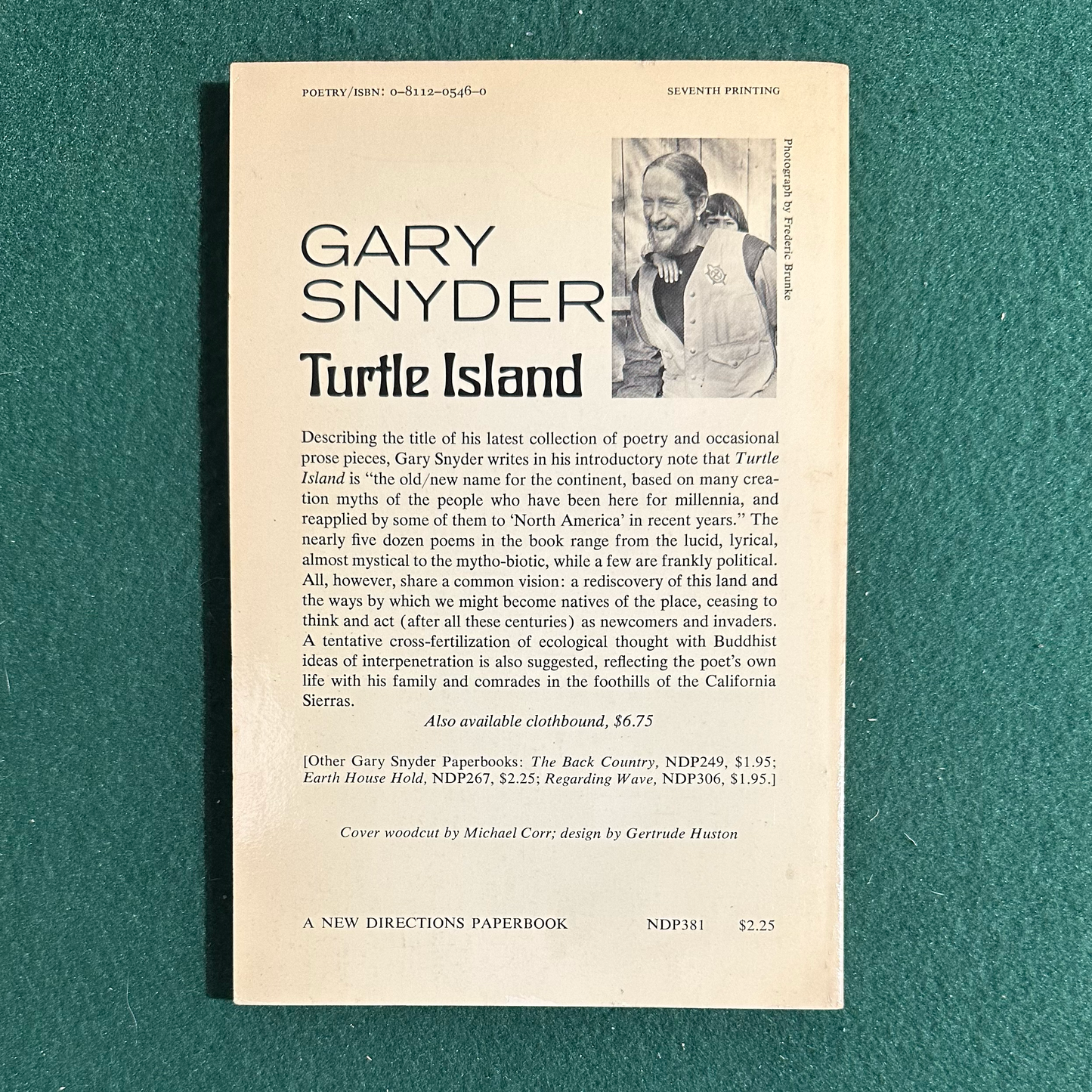 Vintage Poetry Paperback: Gary Snyder - Turtle Island SIGNED SEVENTH PRINTING
