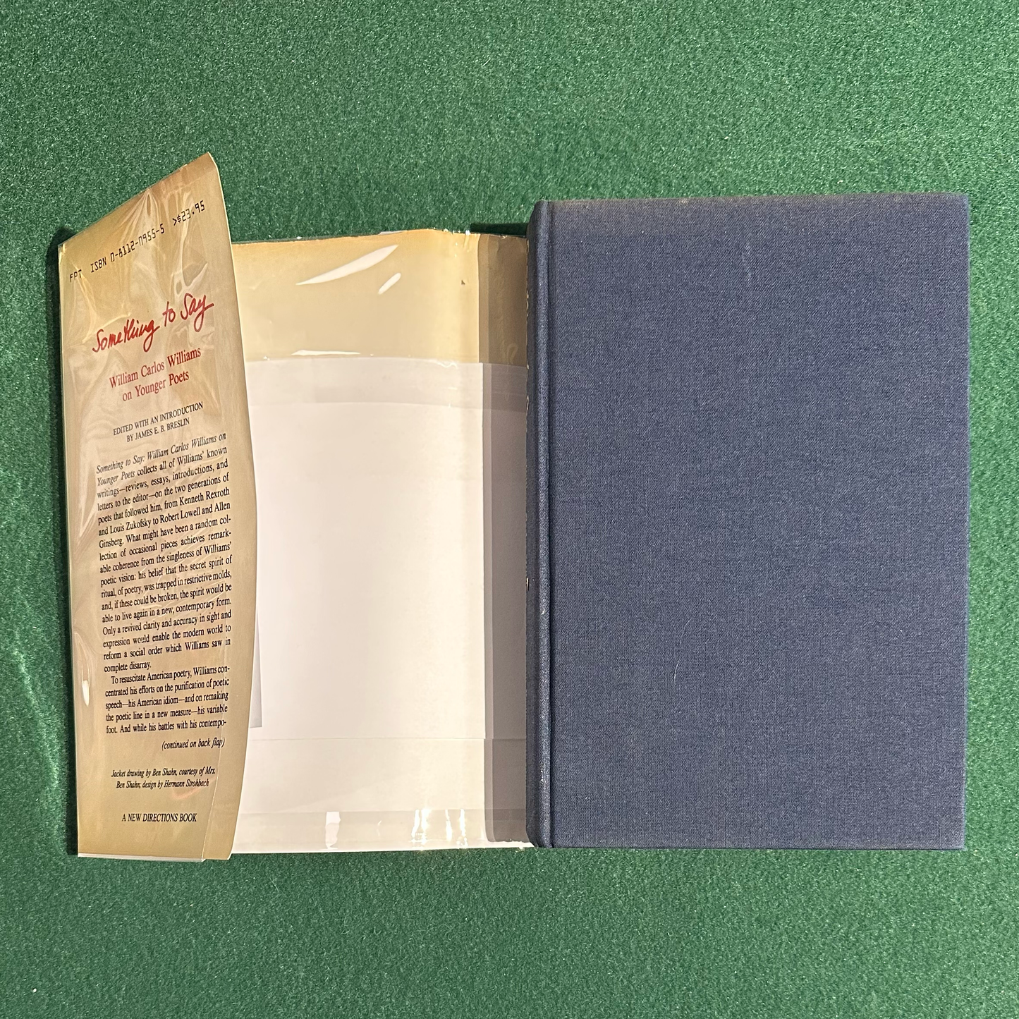 Vintage Non-Fiction Hardback: William Carlos WIlliams - Something to Say: On Younger Poets FIRST EDITION